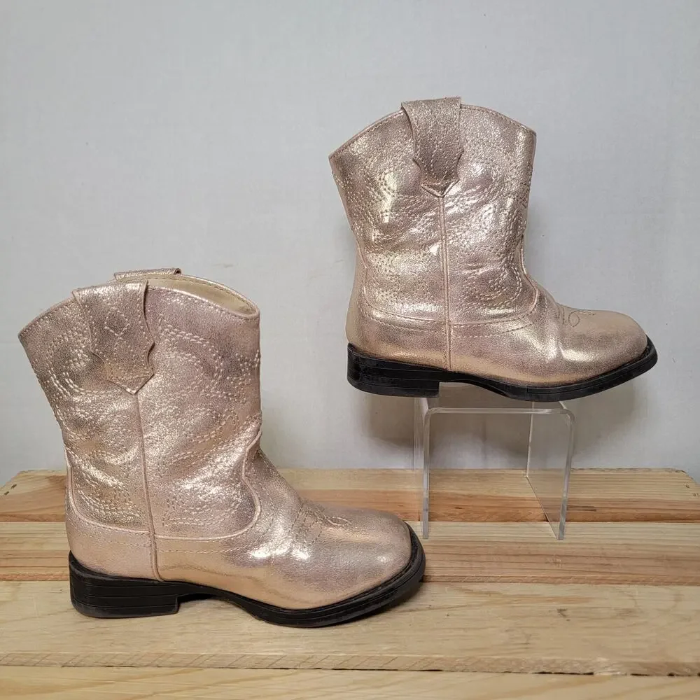 Wonder Nation Girls Lt. Gold Shimmer Western Boots - Size 6